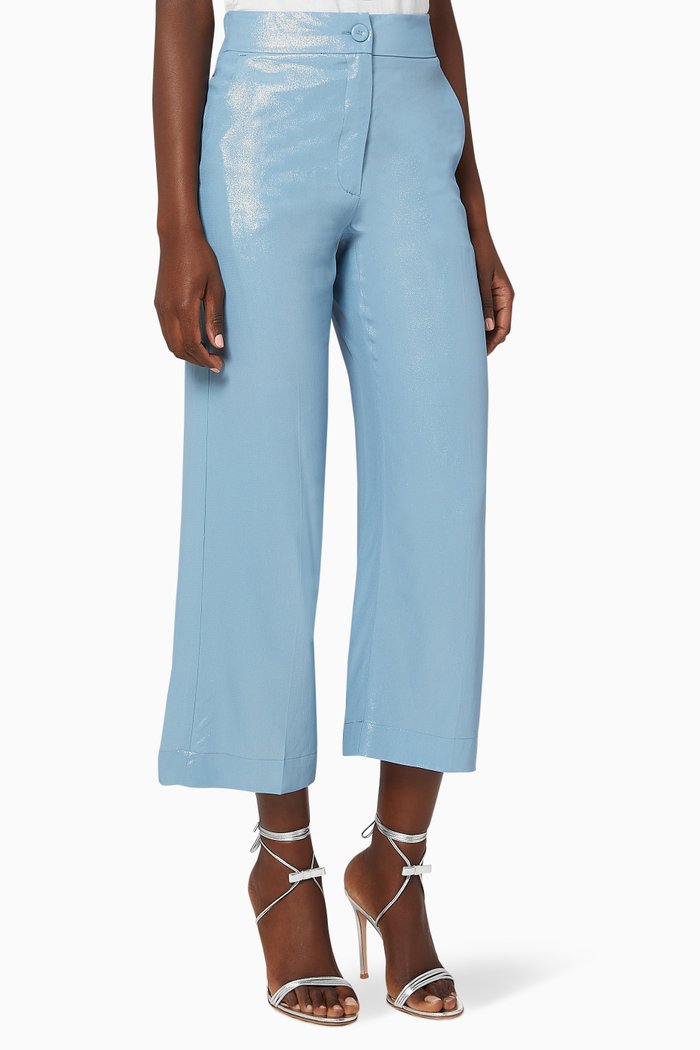 

Harlem Laminated Silk Pants, Blue