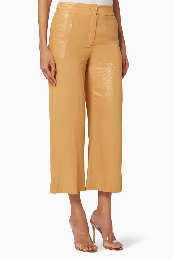 

Harlem Laminated Silk Pants, Brown