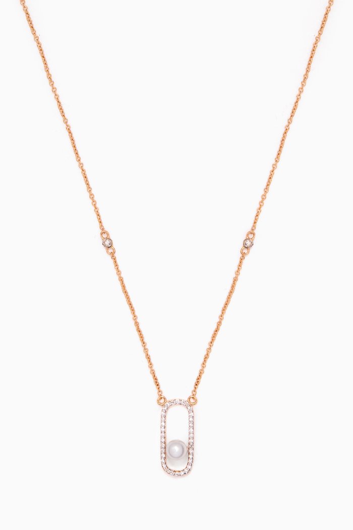 

Diamond Pearl Track Necklace in 14kt Yellow Gold