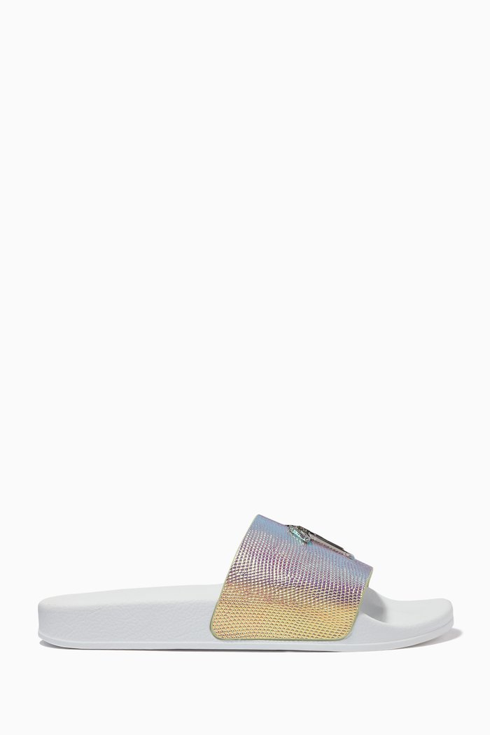 

Adelia Slippers in Crystal-Embellished Suede, White