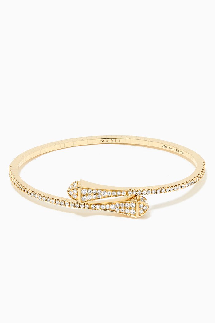 Cleo Diamond Slim Slip-on Bracelet in 18kt Yellow Gold