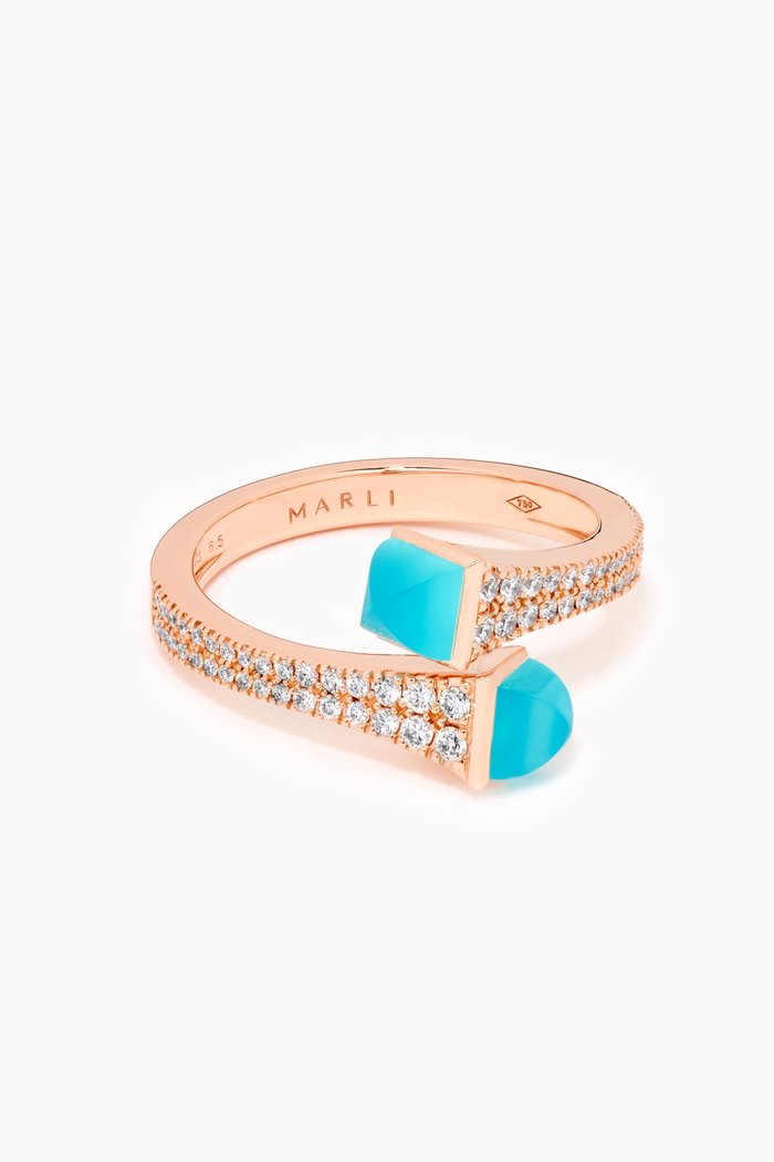 

Cleo Diamond Wrap Ring with Blue Chalcedony in 18kt Rose Gold, Red