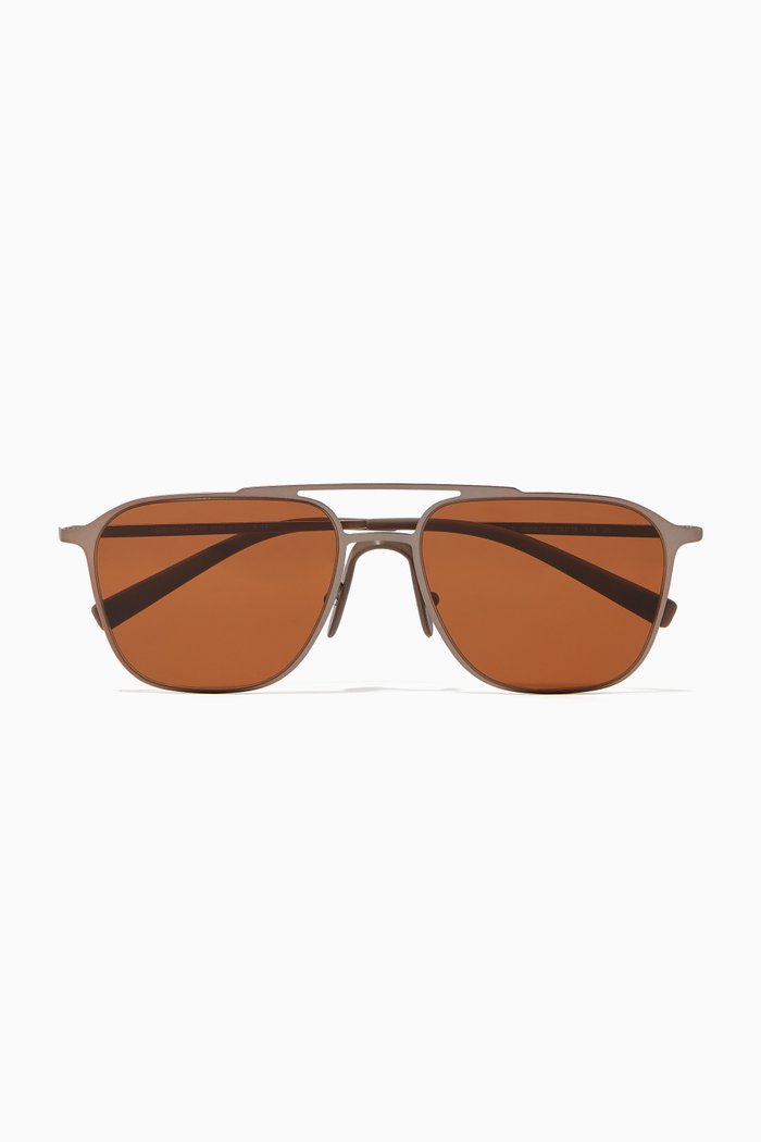 

Matte Square Sunglasses in Metal, Gold