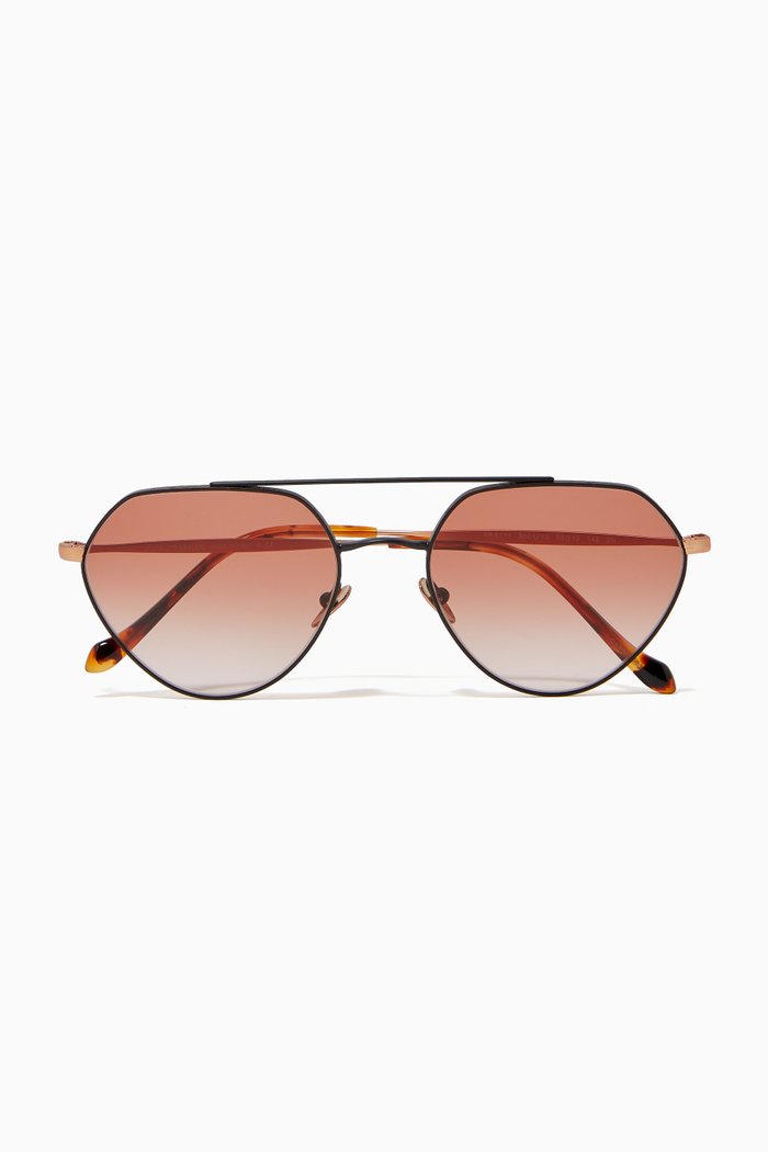 

Matte Aviator Sunglasses in Metal, Black