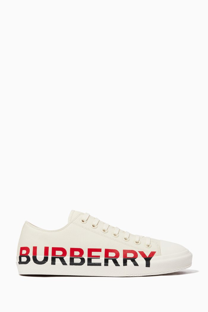

Logo Sneakers in Cotton Canvas, Neutral