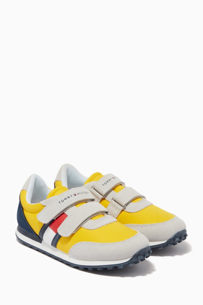 

Colourblock Low Top Velcro Sneakers in Suede & Canvas, Yellow