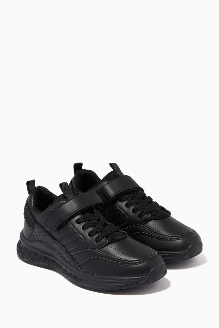 

Lace-Up Low Top Sneakers in Faux Leather, Black