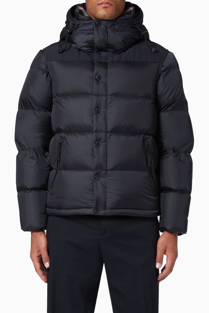 

Detachable Sleeve Goose-Filled Puffer Jacket, Blue