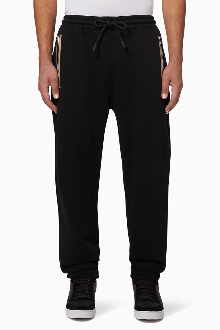 

Icon Stripe Organic Cotton Trackpants, Black