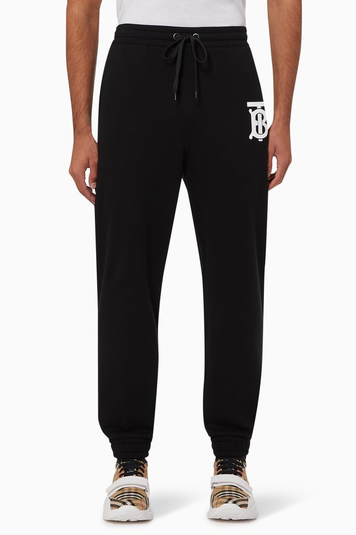 

Monogram Motif Cotton Sweatpants, Black