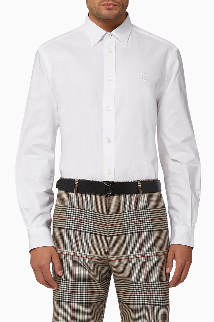 

Monogram Motif Cotton Oxford Shirt, White