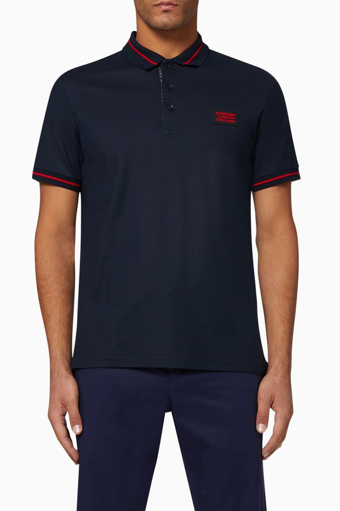 

Logo Appliqué Cotton Piqué Polo Shirt, Blue
