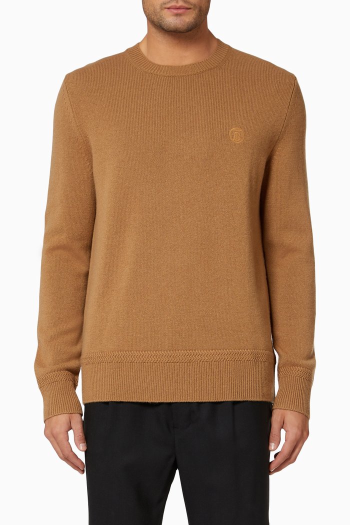 Monogram Motif Cashmere Sweater, Neutral