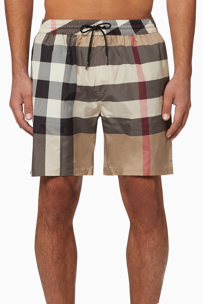 

Check Drawcord Swim Shorts, Neutral