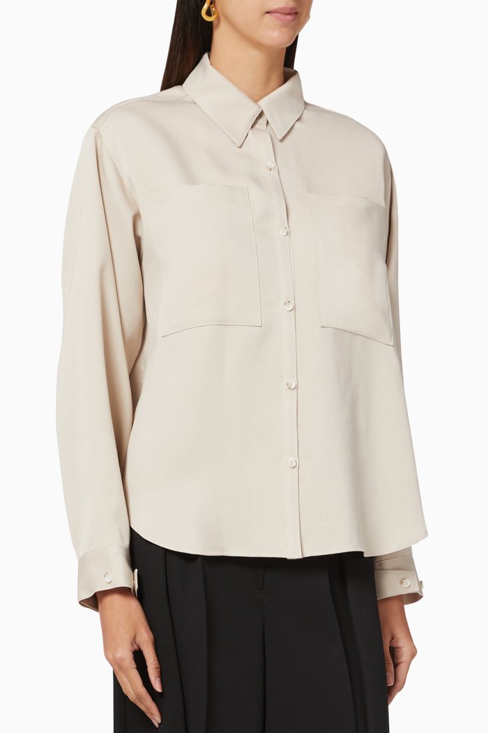 

Matte Satin Layered Shirt, Neutral