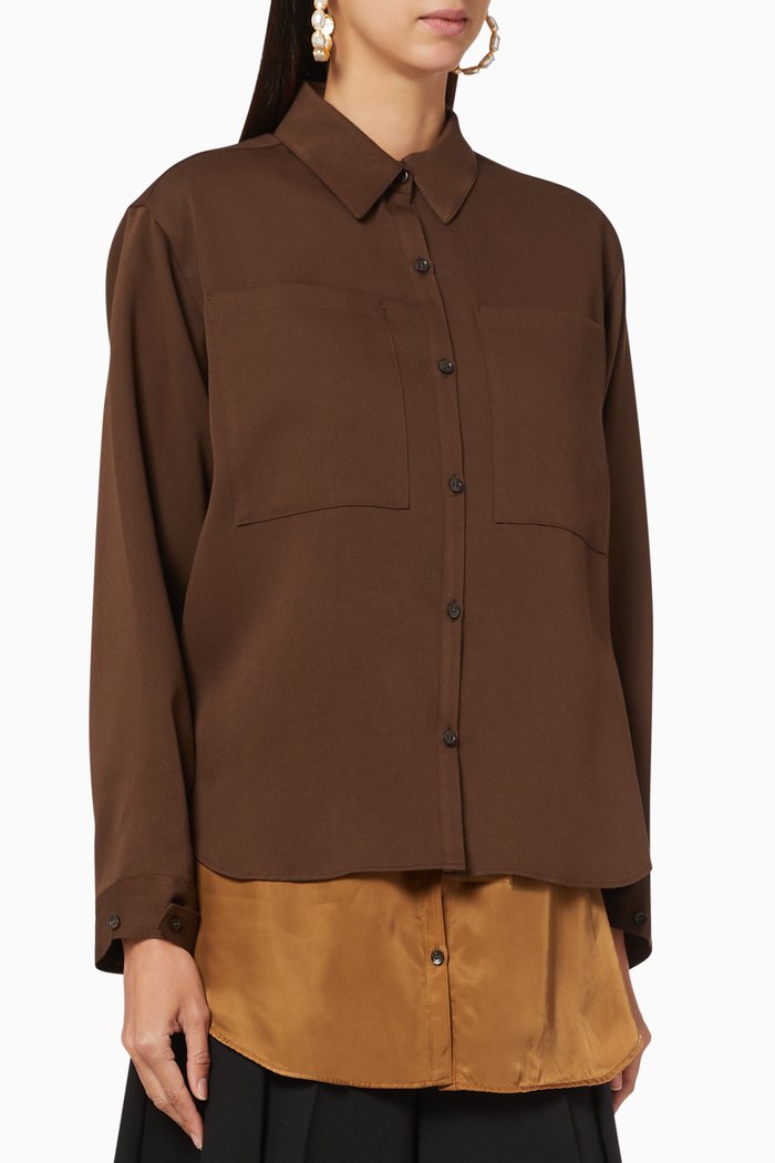 

Matte Satin Layered Shirt, Brown
