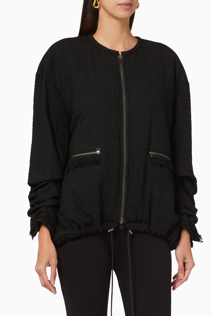 

Wool Tweed Blouson, Black