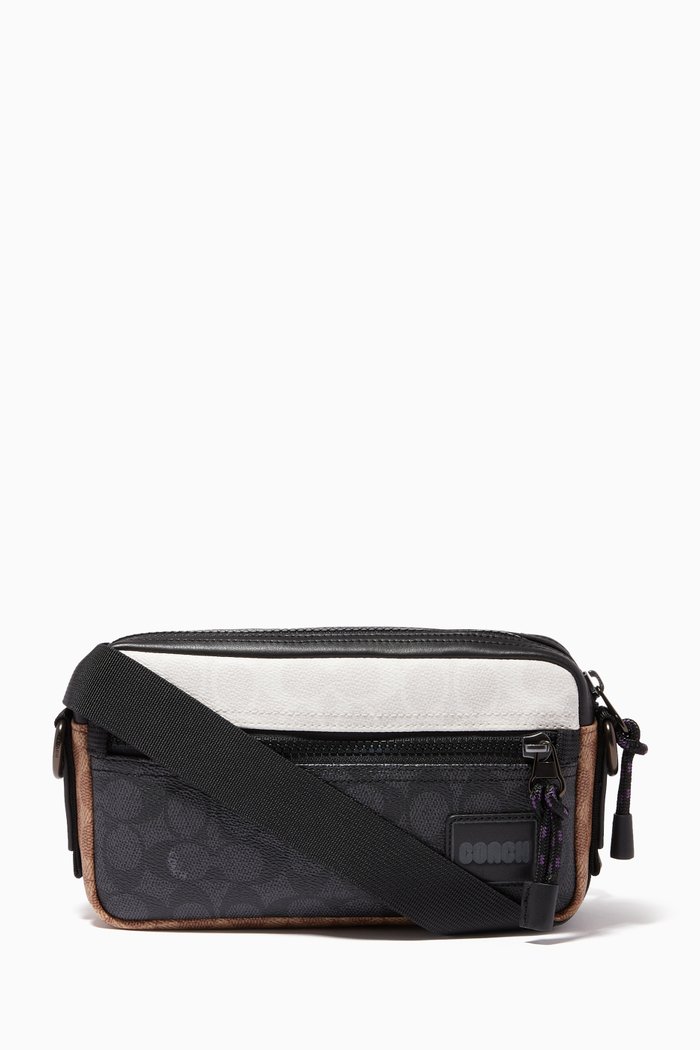 

Pacer Slim Pouch in Colourblock Signature Canvas, Brown