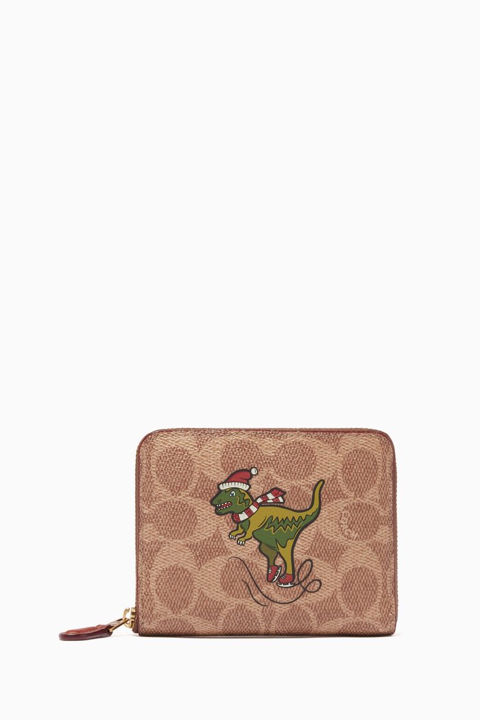 

Small Zip Around Wallet wth Rexy in Signature Canvas, Brown