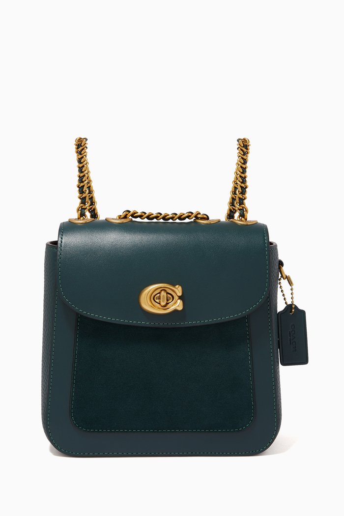 

Madison Convertible Backpack in Leather, Green