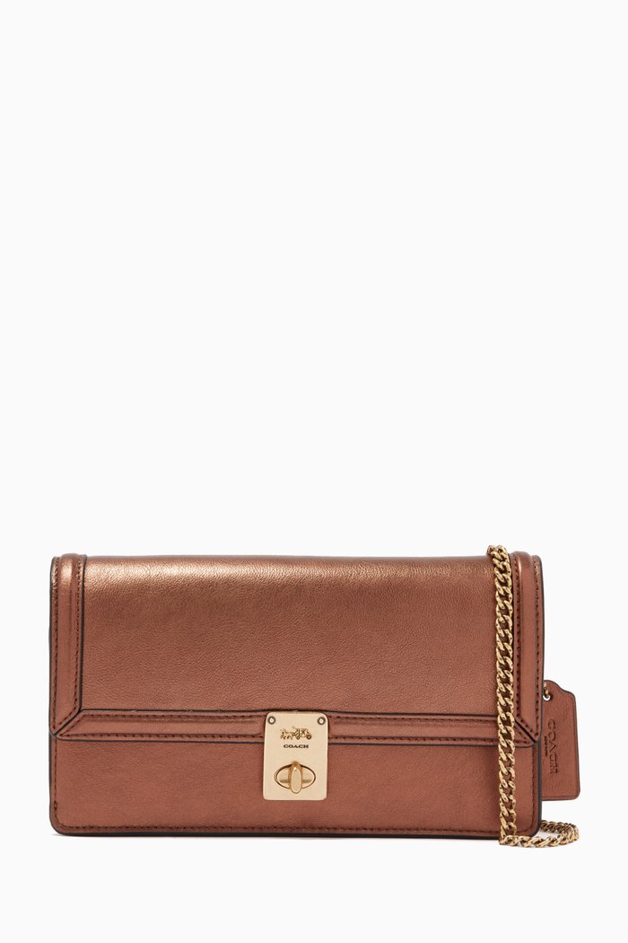 

Hutton Clutch in Leather, Metallic