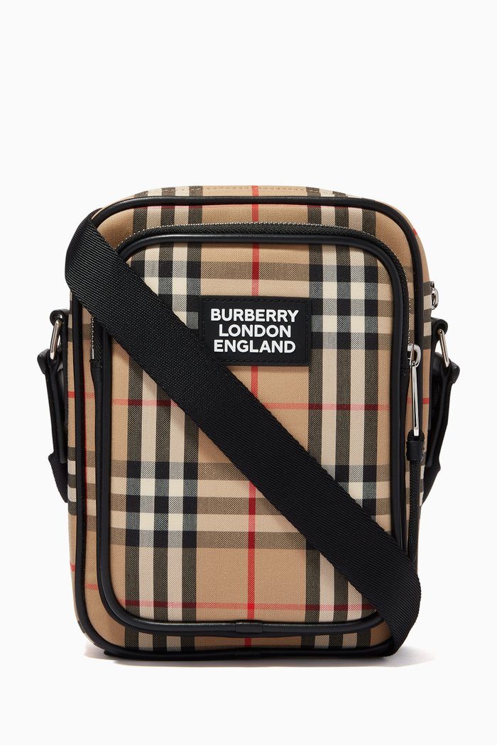 

Crossbody Bag in Vintage Check Bonded Cotton & Leather, Neutral