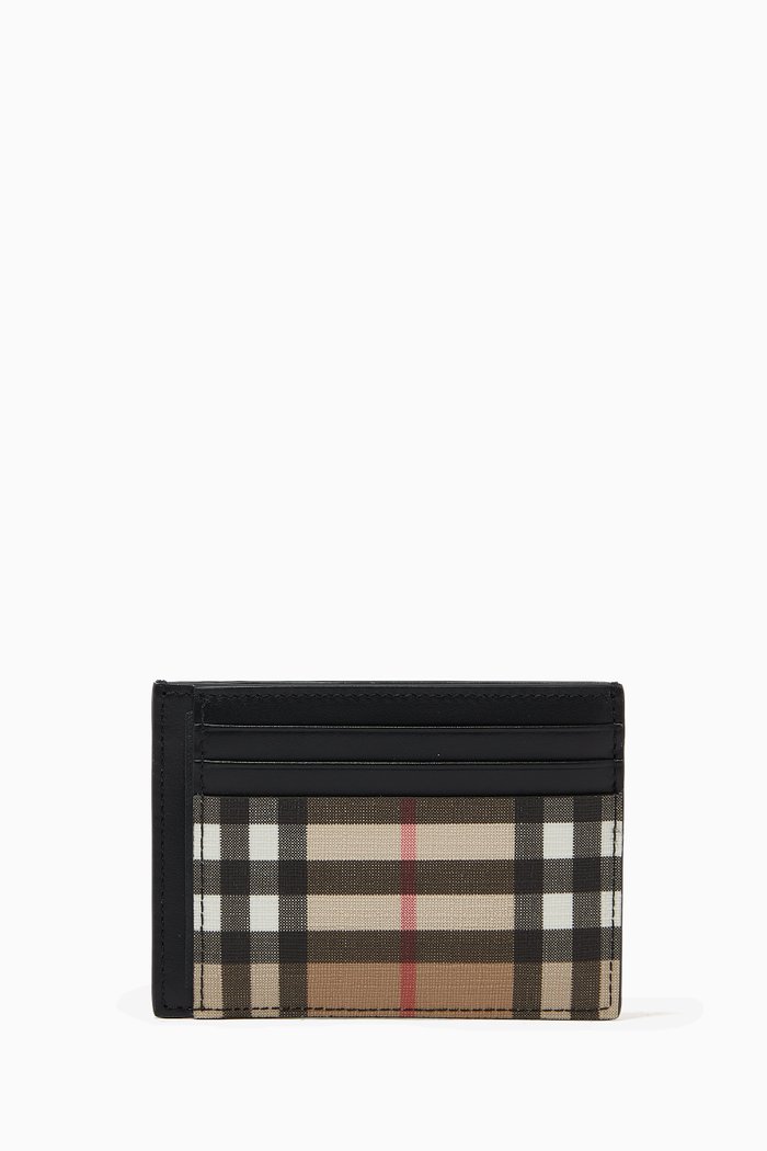 

Money Clip Card Case in Vintage Check & Leather, Neutral