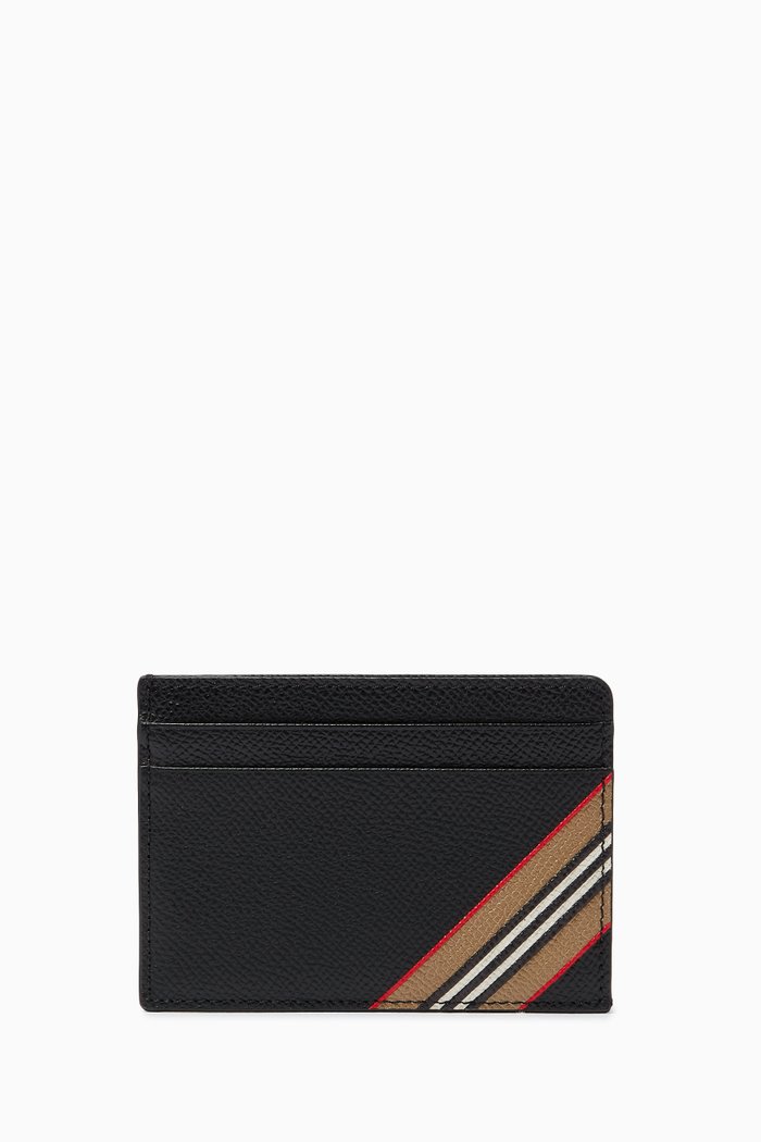

Card Case in Icon Stripe Grainy Leather, Black