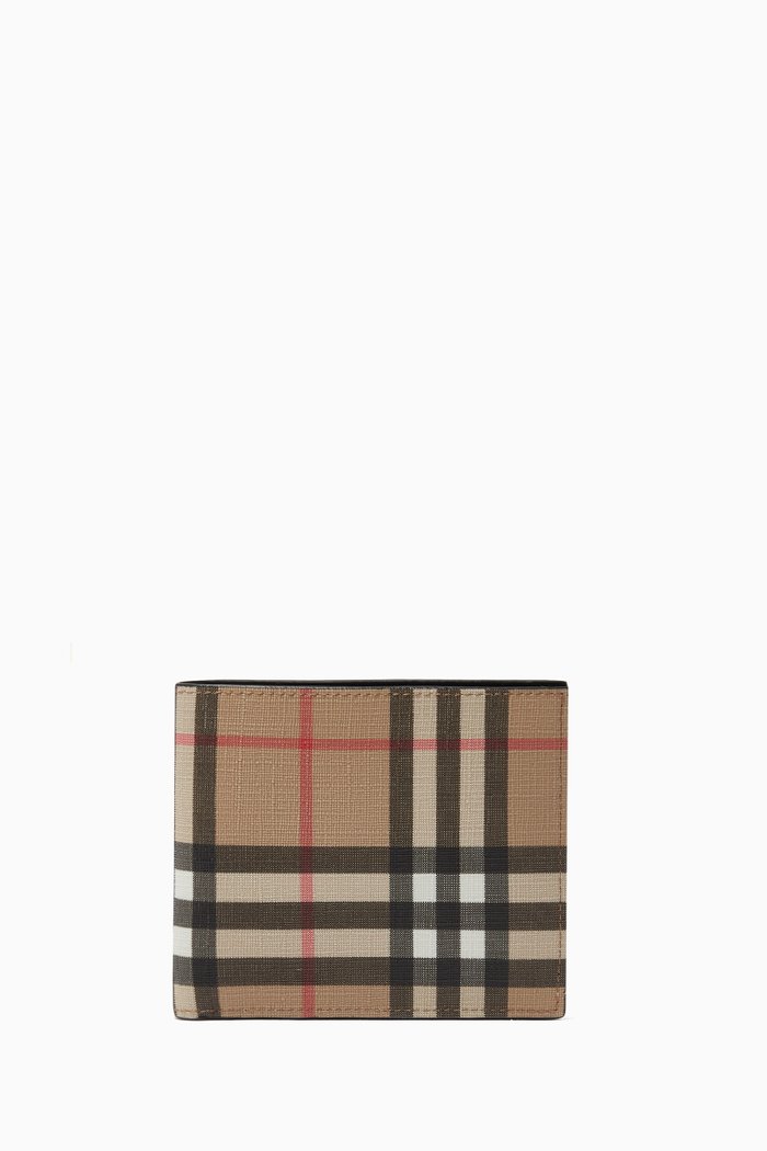 

International Bi-Fold Wallet in Vintage Check E-Canvas, Neutral