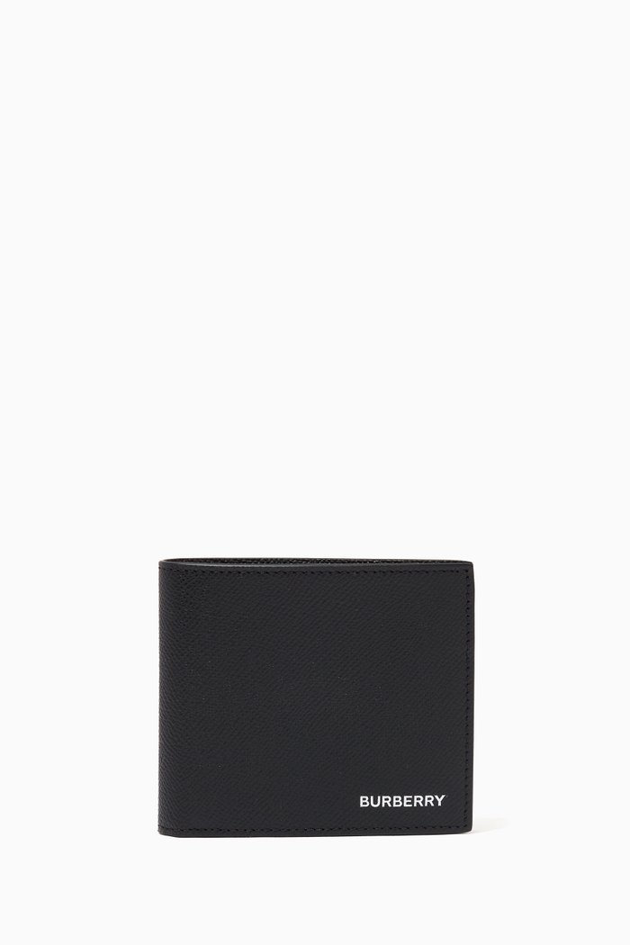 

Logo International Bi-Fold Wallet in Grainy Leather, Black