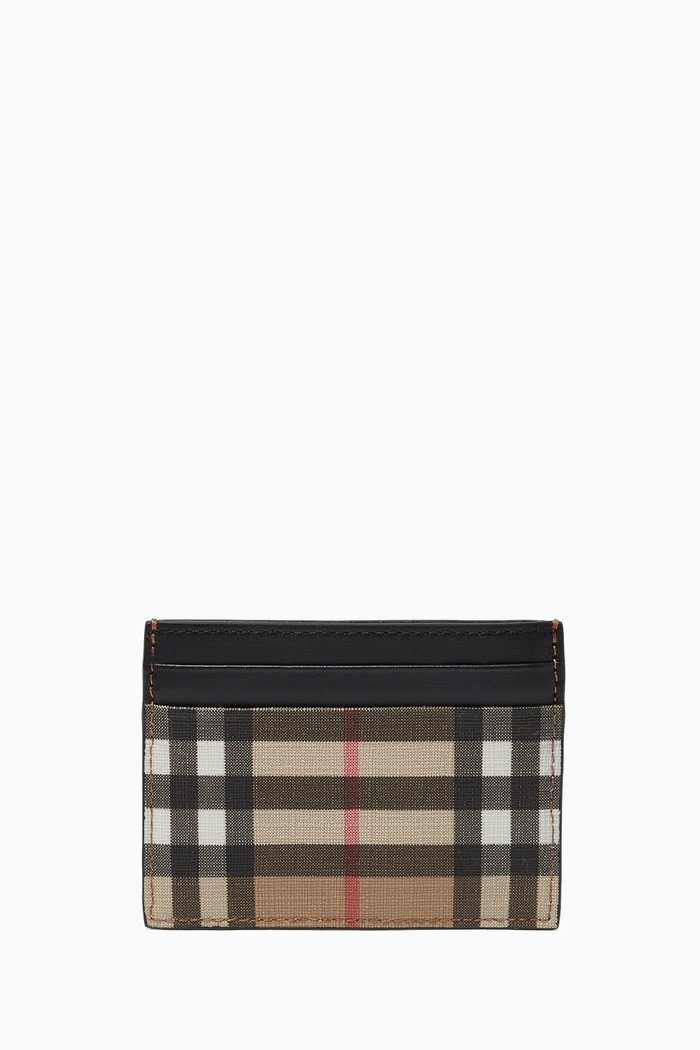 

Card Case in Vintage Check E-Canvas & Leather, Neutral