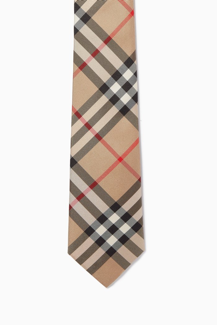 

Modern Cut Vintage Check Silk Tie, Neutral