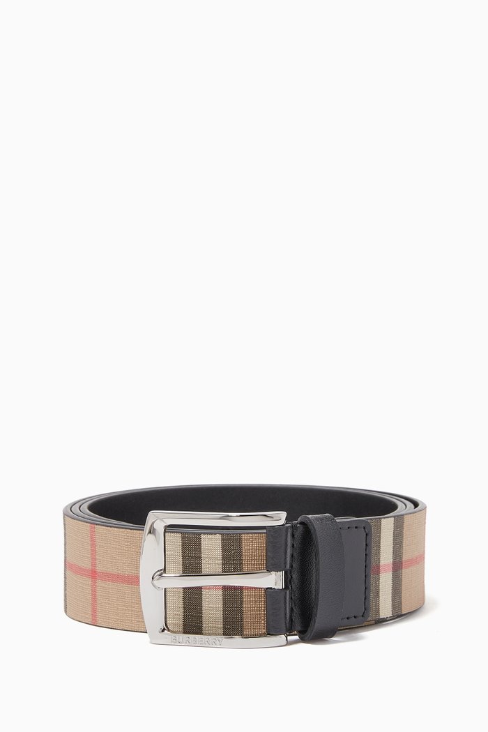 

Belt in Vintage Check E-Canvas & Leather, Neutral