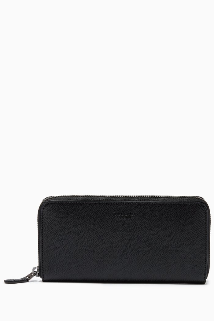 

Accordion Wallet in Crossgrain Leather, Black