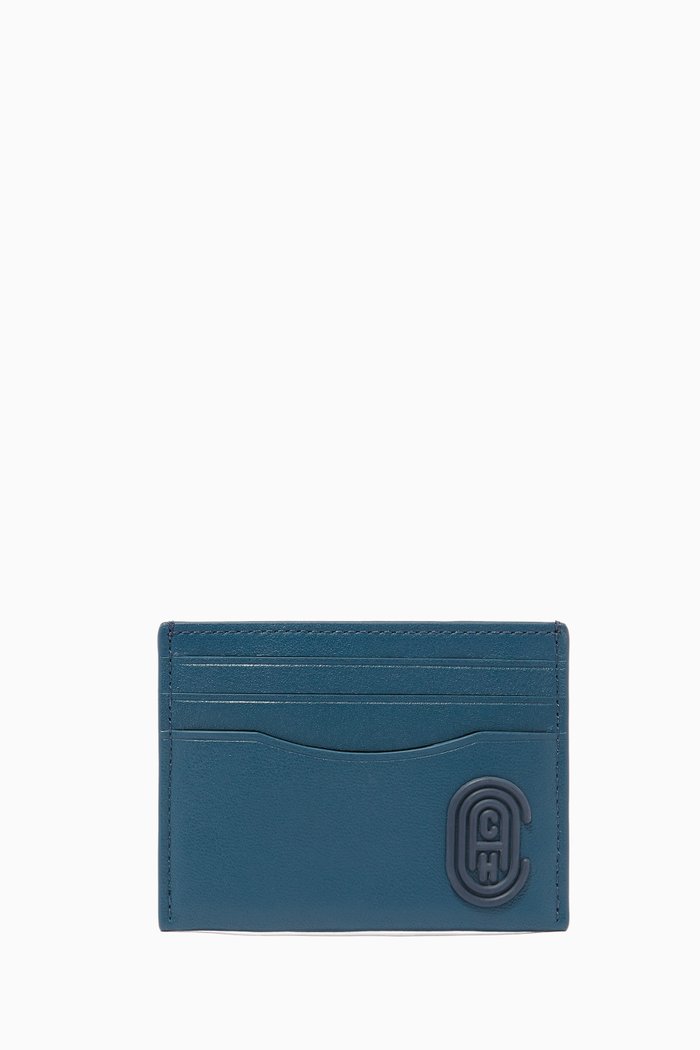 

Card Case with Coach Patch in Leather, Blue
