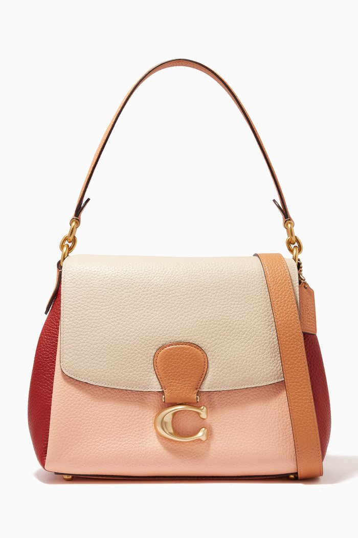 

May Shoulder Bag in Colourblock Pebble Leather, Multicolour