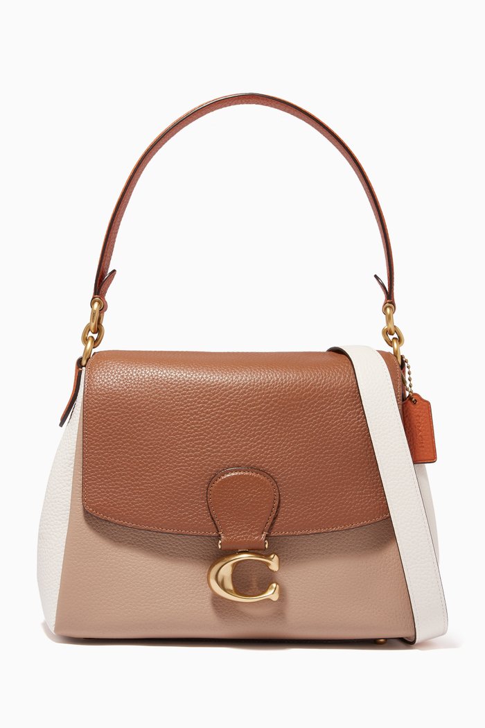 

May Shoulder Bag in Colourblock Pebble Leather, Multicolour