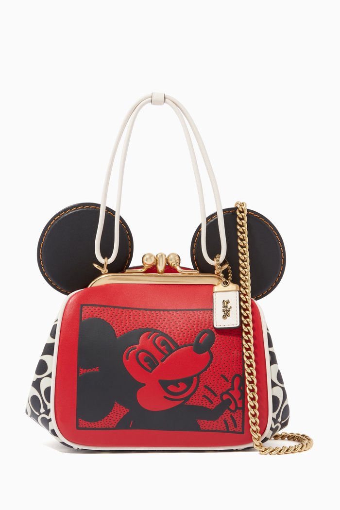 

Disney Mickey Mouse x Keith Haring Kisslock Crossbody Bag in Leather, Red