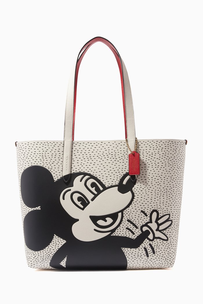 

Disney Mickey Mouse x Keith Haring Highline Tote Bag in Leather, White
