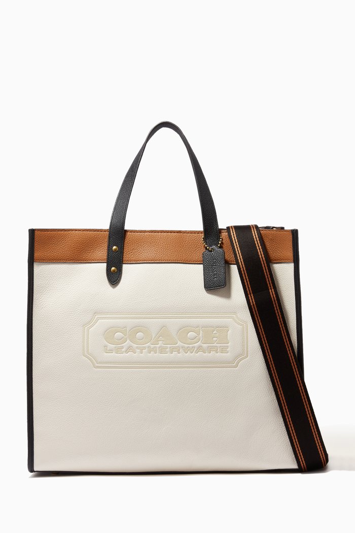 

Field Tote 40 in Colour-Block Pebble Leather, White