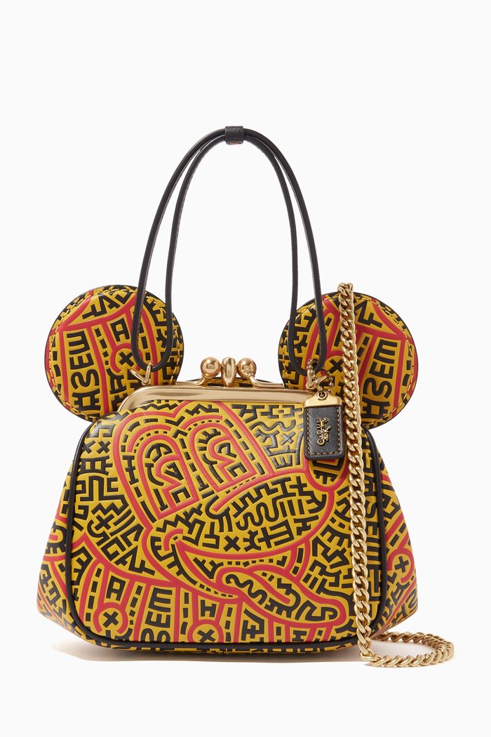

Disney Mickey Mouse x Keith Haring Kisslock Crossbody Bag in Leather, Black