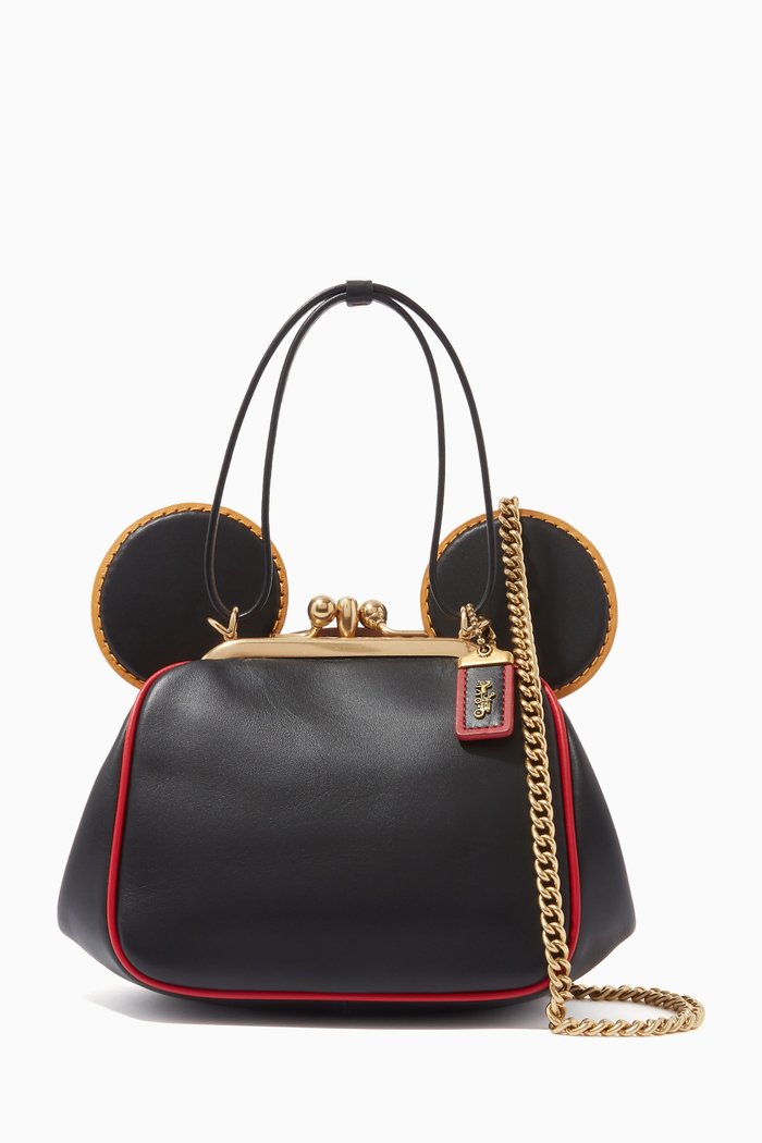 

Disney Mickey Mouse x Keith Haring Kisslock Crossbody Bag in Leather, Black
