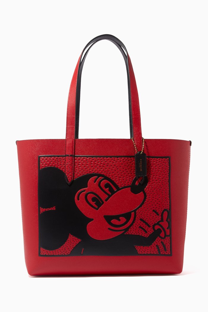 

Disney Mickey Mouse x Keith Haring Highline Tote Bag in Leather, Red