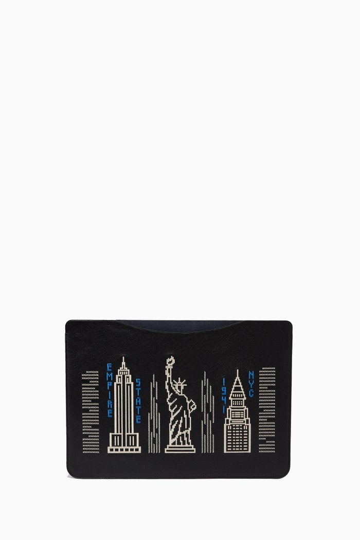 

16" Laptop Sleeve with Stardust City Skyline, Black