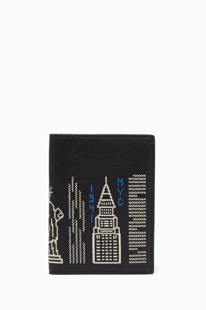 

Passport Case with Stardust City Skyline, Black