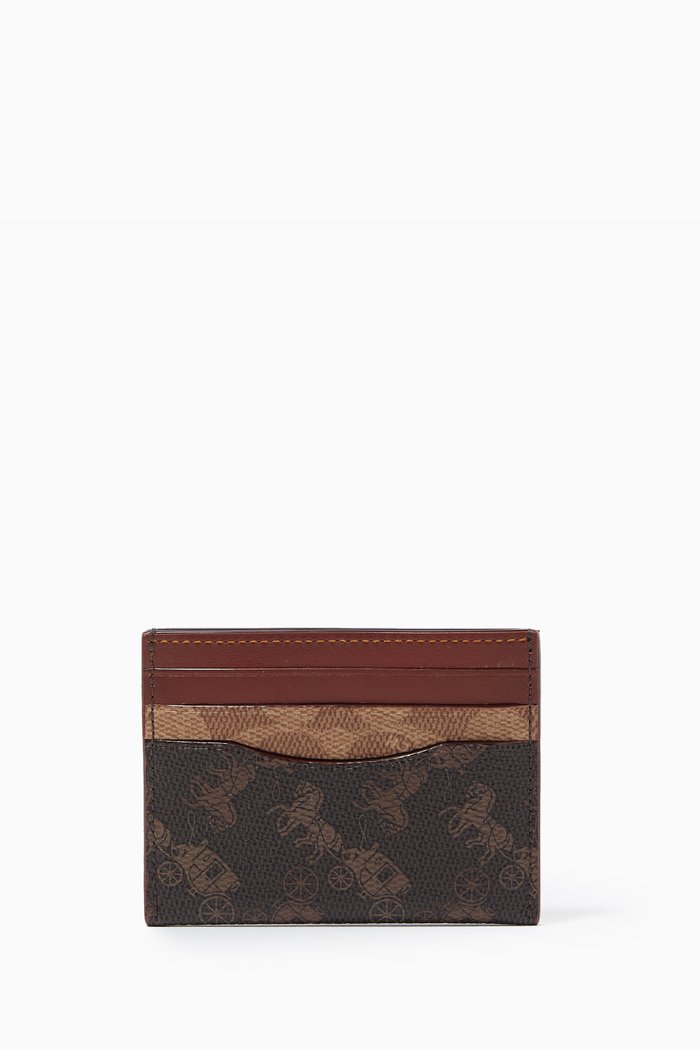 

Card Case in Signature Canvas with Horse & Carriage Print, Brown