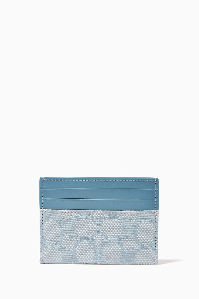 

Card Case in Signature Jacquard Calf Leather, Blue