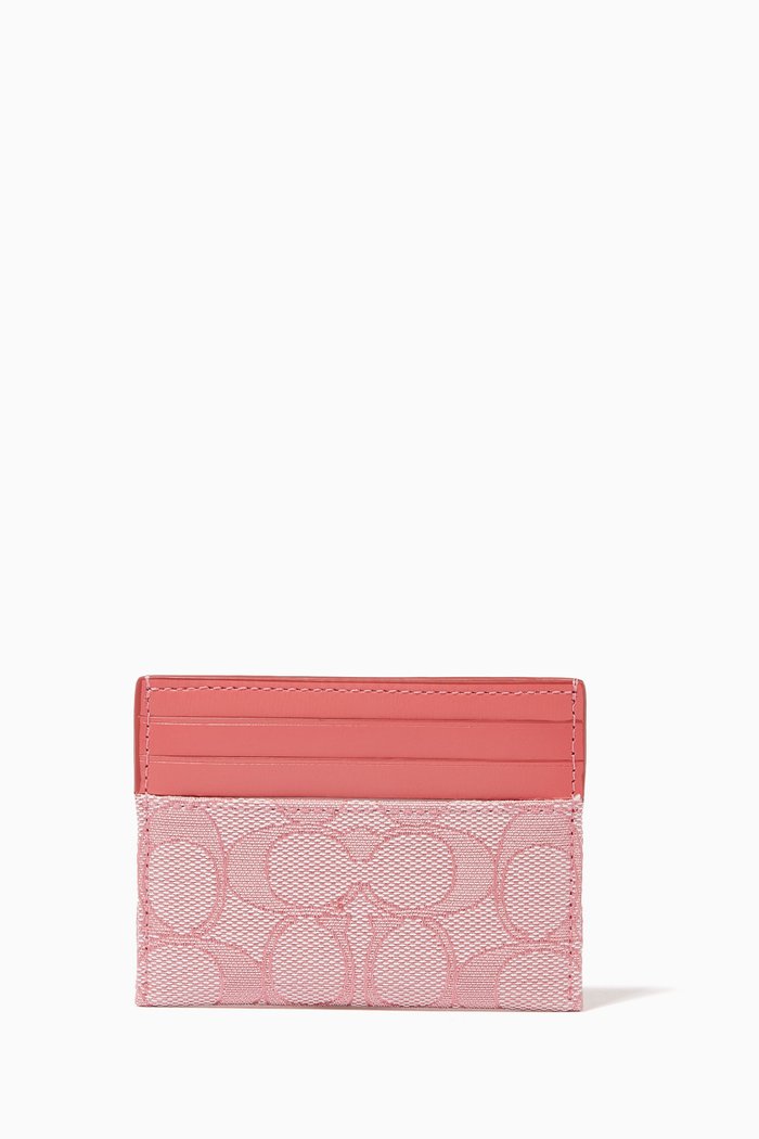 

Card Case in Signature Jacquard Calf Leather, Pink