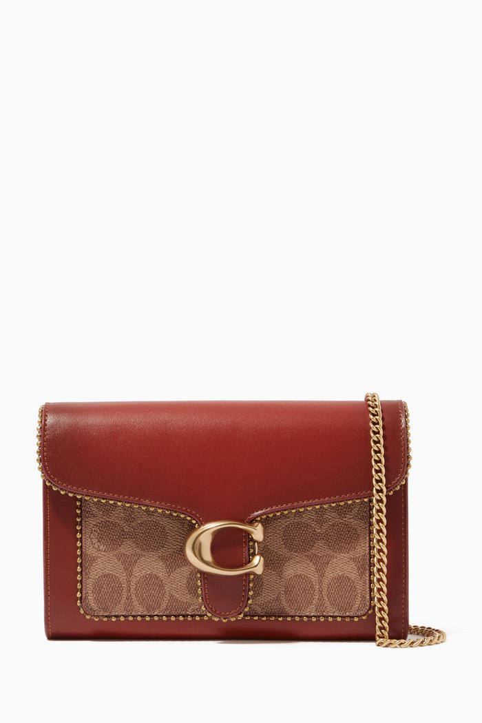 

Tabby Chain Clutch with Beadchain in Signature Canvas, Brown