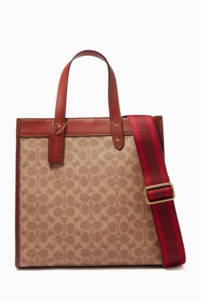 Field Tote in Signature Canvas with Horse & Carriage Print, Brown